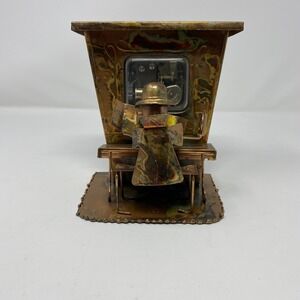 Vintage Brutalist Metal Piano Player Music Box Sankyo Japan The Entertainer? MCM